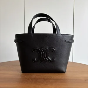 Celine Unisex Mini Cabas Anais Cuir Triomphe in Grained Calfskin-Black 118613ENY