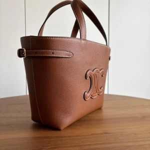 Celine Unisex Mini Cabas Anais Cuir Triomphe in Grained Calfskin-Brown 118613ENY