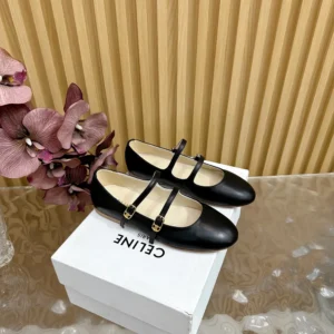 Celine Women Les Ballerines Celine Double Strap in Lambskin
