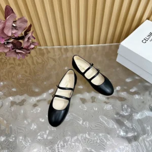 Celine Women Les Ballerines Celine Double Strap in Lambskin