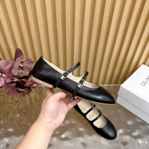 Celine Women Les Ballerines Celine Double Strap in Lambskin