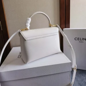 Celine Women Teen Nino Bag in Smooth Satinated Calfskin-White 118113GG2