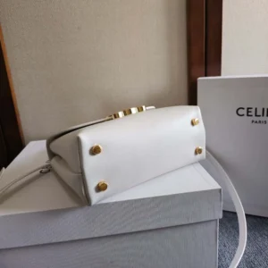 Celine Women Teen Nino Bag in Smooth Satinated Calfskin-White 118113GG2