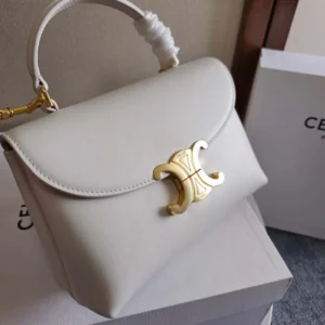 Celine Women Teen Nino Bag in Smooth Satinated Calfskin-White 118113GG2