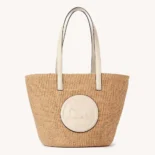 Chloe Women Large Horse Medal basket bag in Natural Fibers-White