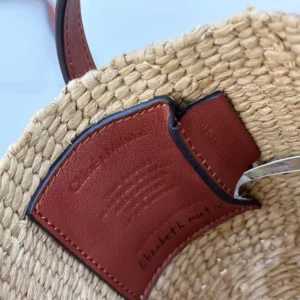 Chloe Women Mini Horse Medal Basket Bag in Natural Fibers-Brown