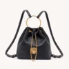 Chloe Women Small Bracelet Backpack in Grained Leather-Black