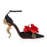 Christian Louboutin Women Bellarose 100 mm Strappy Pumps Crepe Satin-Black