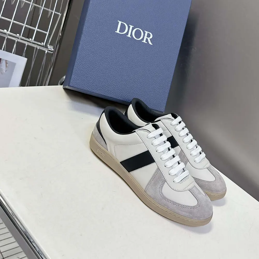 Dior Men B01 Matchpoint Sneaker Black and White Smooth Calfskin with Gray Suede 3 Dior Men B01 Matchpoint Sneaker Black and White Smooth Calfskin with Gray Suede