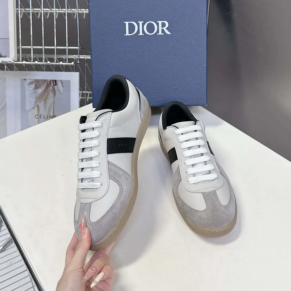 Dior Men B01 Matchpoint Sneaker Black and White Smooth Calfskin with Gray Suede 4 Dior Men B01 Matchpoint Sneaker Black and White Smooth Calfskin with Gray Suede