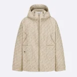 Dior Men Hooded Jacket Beige Technical Jacquard Taffeta with Dior Oblique Motif