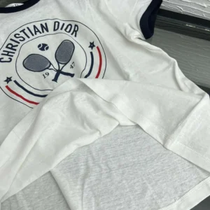 Dior Men Vibe T-Shirt White Cotton and Linen Jersey with Three-Tone Signature
