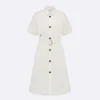 Dior Women Belted Shirtdress Ecru Cotton and Silk Poplin 451R72A3124