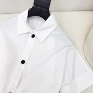 Dior Women Belted Shirtdress Ecru Cotton and Silk Poplin 451R72A3124