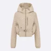 Dior Women Cropped Hooded Jacket Beige Technical Jacquard Taffeta with Dior Oblique Motif