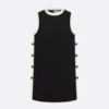 Dior Women Dioriviera Short Straight Dress Black and Ecru Technical Knit