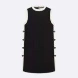 Dior Women Dioriviera Short Straight Dress Black and Ecru Technical Knit