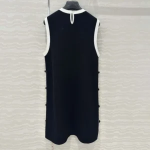 Dior Women Dioriviera Short Straight Dress Black and Ecru Technical Knit