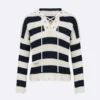 Dior Women Marinière Sweater White and Navy Blue Ribbed Cotton Knit