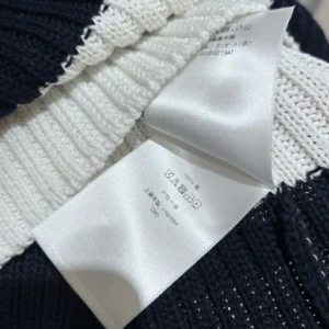 Dior Women Marinière Sweater White and Navy Blue Ribbed Cotton Knit