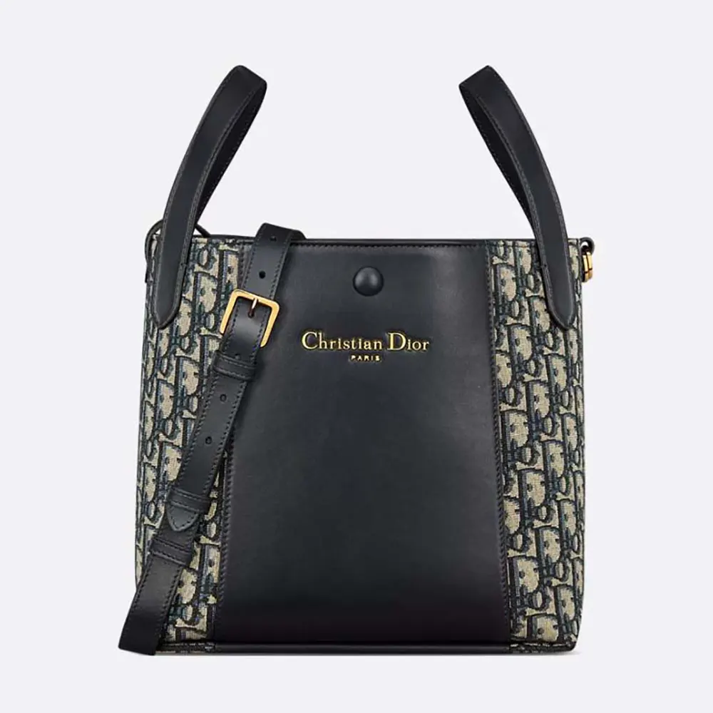 Dior Women Medium Signature Bucket Bag Blue Dior Oblique Jacquard and Smooth Calfskin 1 Dior Women Medium Signature Bucket Bag Blue Dior Oblique Jacquard and Smooth Calfskin