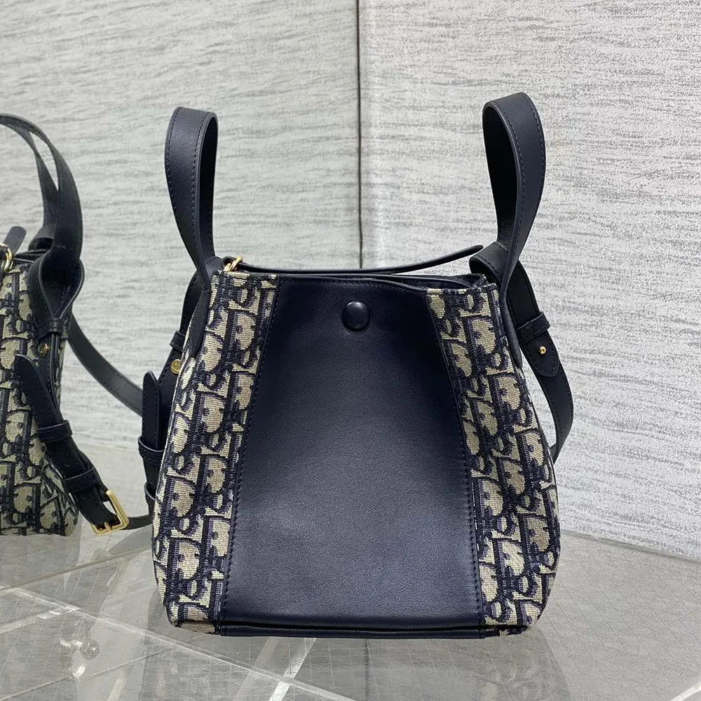 Dior Women Medium Signature Bucket Bag Blue Dior Oblique Jacquard and Smooth Calfskin 5 Dior Women Medium Signature Bucket Bag Blue Dior Oblique Jacquard and Smooth Calfskin
