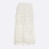 Dior Women Mid-Length Skirt Ecru Cotton-Blend Lace with Allover Butterfly Motif