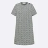 Dior Women Short Macrocannage Dress Gray Cotton-Blend Tweed Knit
