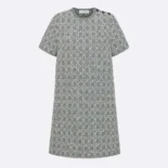 Dior Women Short Macrocannage Dress Gray Cotton-Blend Tweed Knit