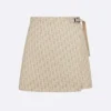 Dior Women Skort Beige Technical Jacquard Taffeta with Dior Oblique Motif