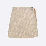 Dior Women Skort Beige Technical Jacquard Taffeta with Dior Oblique Motif