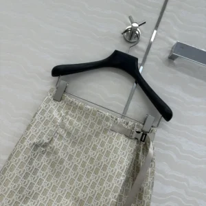 Dior Women Skort Beige Technical Jacquard Taffeta with Dior Oblique Motif