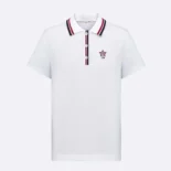 Dior Women Vibe Polo Shirt White Cotton-Blend Jersey with Three-Tone Signature