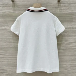 Dior Women Vibe Polo Shirt White Cotton-Blend Jersey with Three-Tone Signature