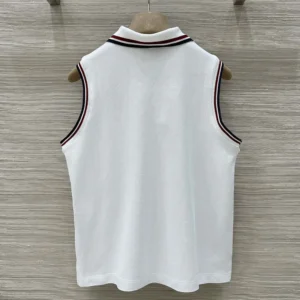 Dior Women Vibe Tank Top White Cotton-Blend Jersey with Three-Tone Signature