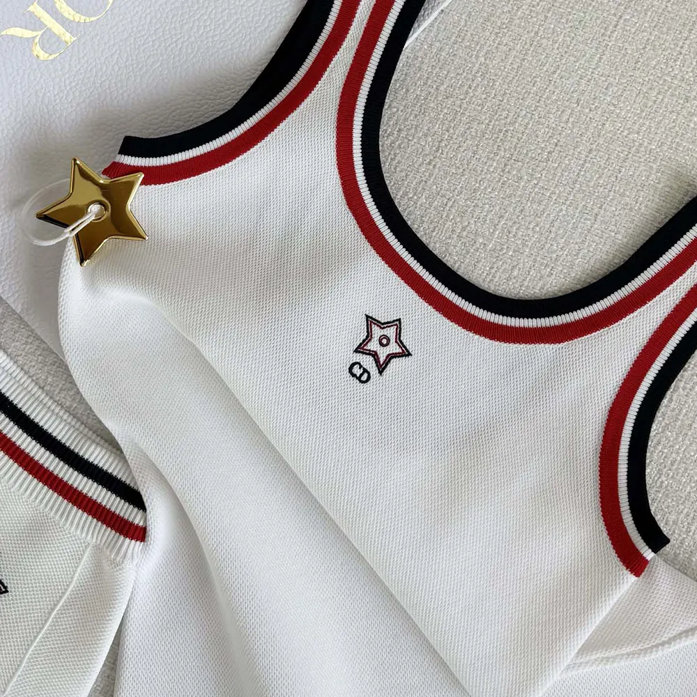 Dior Men Vibe Tank Top White Technical Mesh with Three-Tone Signature 6 Dior Women Vibe Tank Top White Technical Mesh with Three-Tone Signature