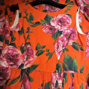 Dolce Gabbana D&G Women Cotton Calf-length Babydoll Dress with Rose Print