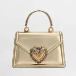 Dolce Gabbana D&G Women Medium Devotion Bag in Mordore Nappa Leather-Gold