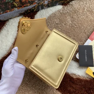 Dolce Gabbana D&G Women Medium Devotion Bag in Mordore Nappa Leather-Gold