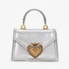 Dolce Gabbana D&G Women Medium Devotion Bag in Mordore Nappa Leather-Silver