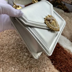 Dolce Gabbana D&G Women Medium Devotion Bag in Mordore Nappa Leather-Silver
