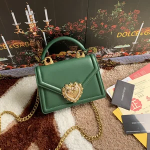 Dolce Gabbana D&G Women Medium Smooth Calfskin Devotion Bag-Green