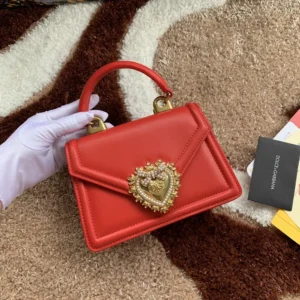 Dolce Gabbana D&G Women Medium Smooth Calfskin Devotion Bag-Red