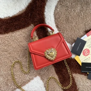 Dolce Gabbana D&G Women Medium Smooth Calfskin Devotion Bag-Red