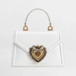 Dolce Gabbana D&G Women Medium Smooth Calfskin Devotion Bag-White