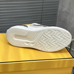 Fendi Unisex Fendi Force Sneakers White Brown and Yellow Leather Low-tops