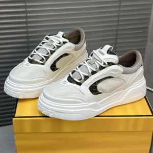 Fendi Unisex Force Sneakers White Leather Low-tops