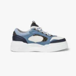 Fendi Unisex Force Sneakers White Light Blue and Blue Leather Low-tops