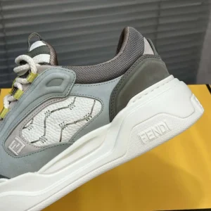 Fendi Unisex Force sneakers White Leather and Green Nubuck Low-tops