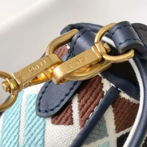 Fendi Women Baguette Mini Canvas Bag with Multicolor FF Embroidery